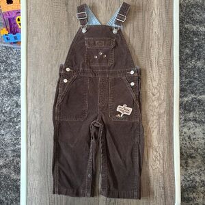 Vintage 2000s Y2K Gymboree Camp Scout Bear Territory Overalls Corduroy Brown 2T
